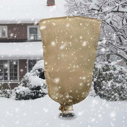 1PCS 45.3 X 70.9Inch Winter Burlap Plant Cover Bag, Large Burlap Bags with Drawstring Reusable Plant Covers,Frost Cloth Cold Freeze Protection Cover Bags Tree Freeze Blanket for Outdoor Plants