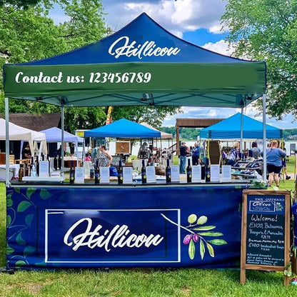 Custom Canopy Tent 10x10 with Logo, Personalized Pop Up Canopy Tent, Nano-Grade Water Repellent Heavy Duty Tent for Outdoor, w/Roller Bag(1 Full Wall)