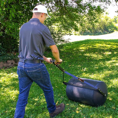 Brinly PRC-241BH-A 270 lb. Combination Push/Tow Poly Lawn Roller with Easy-Turn Tethered Plug, 18 by 24"