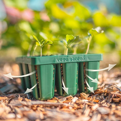 Vego garden Seedling Suite Products, 4 Pack Standard Seedling Trays with 10" x 10" Bottom Watering Trays