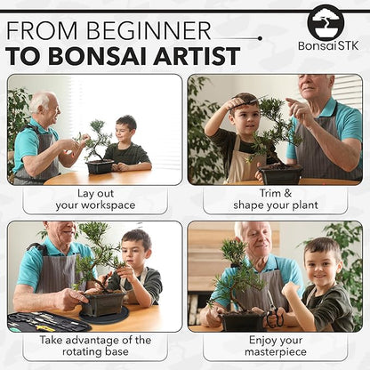 Bonsai Toolkit - Mini Garden Tools, Bonsai Wire Kit, Repotting Mat for Indoor Plants, Bonsai Tools, Succulent Tools, Bonsai Tree Kit Tools for Beginners, Bonsai Turntable, Transplanting Tool