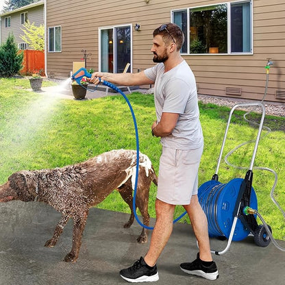 Female to Female Leader Hose for Hoses Reel, 10ft Metal Leakproof Short Garden Hose Connector, Heavy Duty 304 Stainless Steel Flexible Water Pipe for Outdoor Garden Watering Car Pet Cleaning