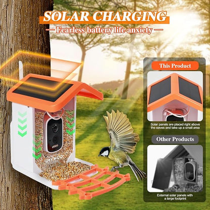 Smart Solar-Powered Bird Feeder with AI Camera - 1080P HD Auto-Capture, Motion Detection & Birds Species Recognition, WiFi Connectivity, for Bird Enthusiasts