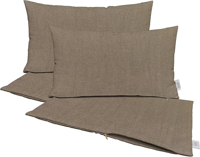 RSH DECOR: Sunbrella Pillow Covers Set of 4 | Covers Only - 26" x 16" | Outdoor Lumbar Pillow Covers Crafted with Sunbrella Performance Fabric | Canvas Taupe