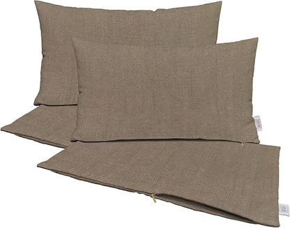 RSH DECOR: Sunbrella Pillow Covers Set of 4 | Covers Only - 26" x 16" | Outdoor Lumbar Pillow Covers Crafted with Sunbrella Performance Fabric | Canvas Taupe