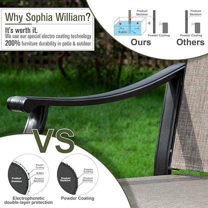 Sophia & William Outdoor Chairs Set of 6, Patio Chairs with Breathable Textilene Fabric and Heavy-Duty Iron Frame, Perfect for Lawn Garden Backyard Deck 350 lbs Capacity