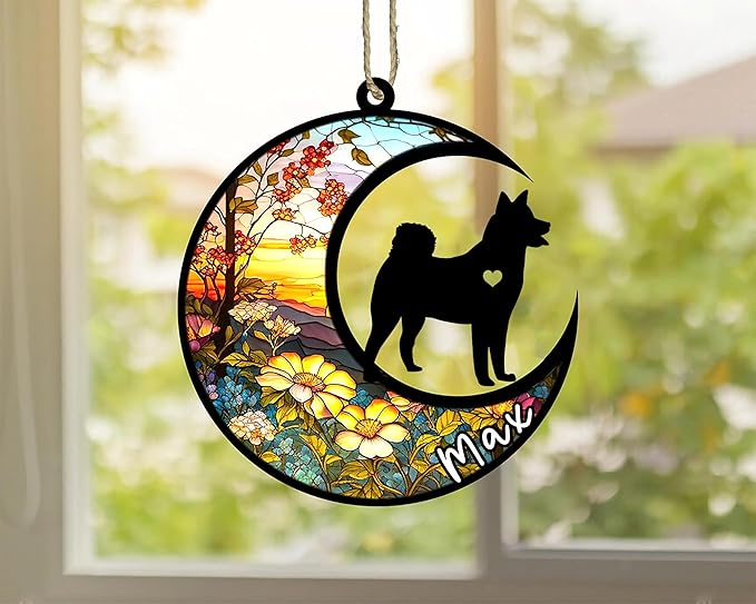Personalized Dog Memorial, Custom Name Shiba Inu Dog Christmas Ornament with Name, Custom Breeds, Pet Loss Light Catcher, Gifts for Lovers Loss of Pet Sympathy on Mothers Day Christmas