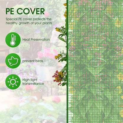 Onelike 32'' x 16'' x 55.5'' Plastic Raised Garden Bed with Greenhouse Cover and Trellis, Vertical Tomato Planters for Climbing Plants, Self Watering System Tomatoes Cage for Patio, Medium