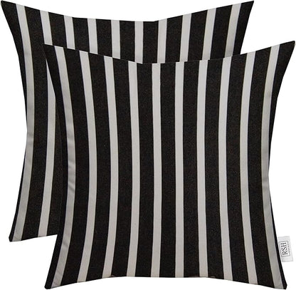 RSH DECOR: Sunbrella Square Throw Pillows Set of 2 | 24" x 24" | Water and Fade-Resistant Performance Fabric | Outdoor Pillow Covers with Down-Alternative Inserts | Shore Classic Black