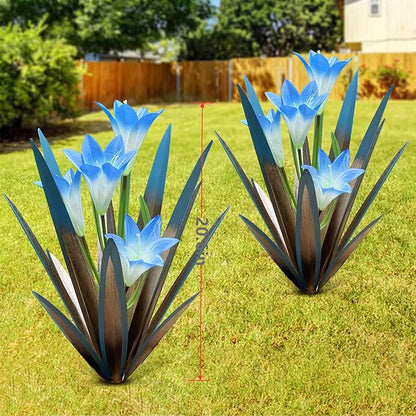 Homight Metal Agave Plants Outdoor Decor Mexican Yard Art Plants Garden Decor for Outside Metal Art Flowers Gifts for Butterflies Bees Birds for Gifts (2 Big&Lily)