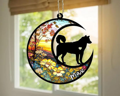 Personalized Dog Memorial, Custom Name Husky Dog Christmas Ornament with Name, Custom Breeds, Pet Loss Light Catcher, Gifts for Lovers Loss of Pet Sympathy on Mothers Day Christmas