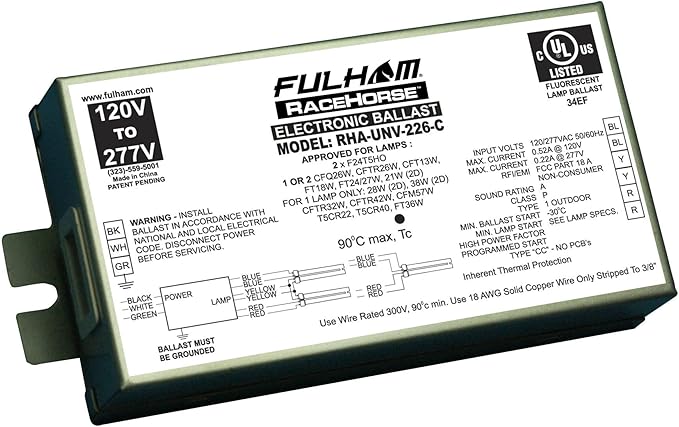 Fulham Lighting Fulham Racehorse CFL Ballast, RHA-UNV-226-C , White