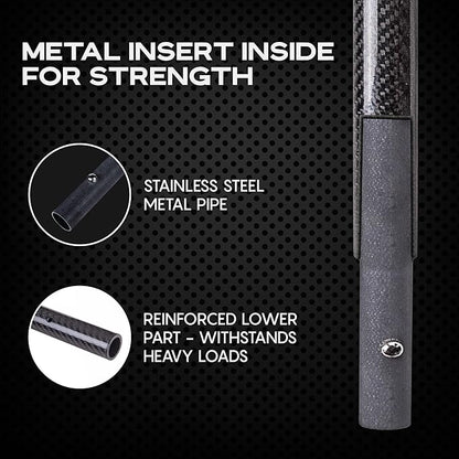 CKG Metal Detector Shovel Travel Carbon Handle Total Length 45.5' Diam 1.1 for Scoop Shovel, Universal Lightweight Pole for Beach Metal Detecting Digging Tools – Black/Travel Size
