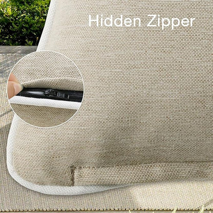Decorative Outdoor Water Repellent Throw Pillows with Inserts, Set of 4, 18" x18" Pillows for Patio, Backyard, Bed, Couch, and Patio Furniture, Tan