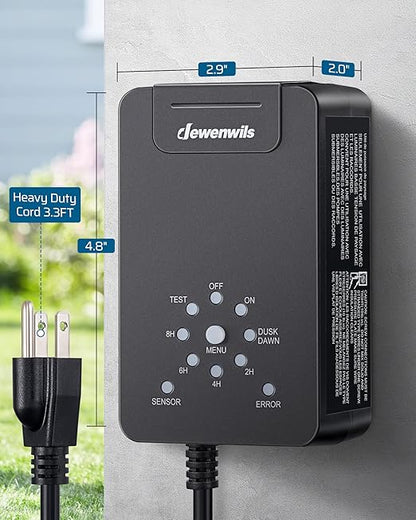 DEWENWILS 60W Low Voltage Transformer, 120V AC to 12V DC, Dusk to Dawn Sensor & Timer, Weatherproof Low Voltage Landscape Transformer for Spotlights, Garden Lights, Pathway Lights…