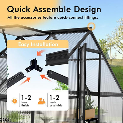 6×4FT Small Greenhouse, Walk in Green Houses for Outside and Garden Planting, Enhanced Aluminum Mini Greenhouse with Electronic Thermometers, Withstands Bad Weather to Protect Vegetable or Plants