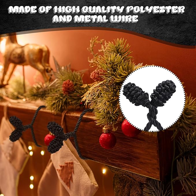 Shappy 24 Pieces Christmas Garland Banister Ties Christmas Decorative Reusable and Flexible Twist Ties for Garland, Banister Home Decoration (Black)