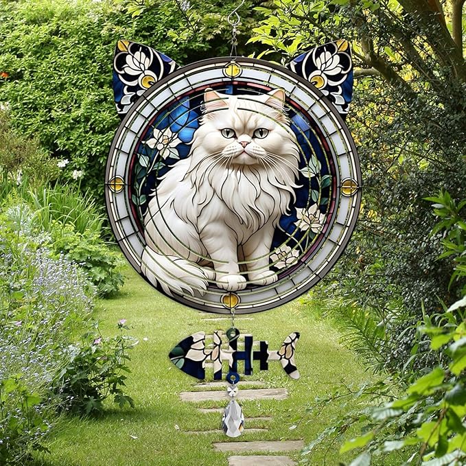 Persian Cat Wind Spinner, Persian Cat Wind Spinner Hanging for Yard and Garden