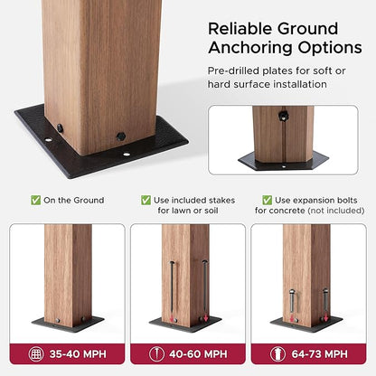 SUNJOY Kingston 12' x 12' Hardtop Gazebo with Galvanized Steel/Polycarbonate Double Roof, Curtain and Netting, Woodgrain Finish Aluminum Posts Permanent Pavilion Gazebo for Garden, Patio, Deck, Lawn