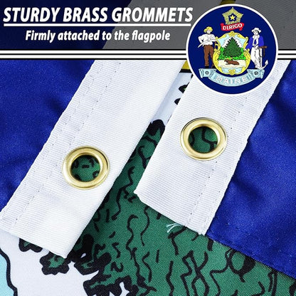 FLAGWIN Maine Flag 3x5 FT - 3 Ply Double Sided Polyester Maine State Flag with Brass Grommets - Vivid Color and Fade Proof State of Maine Flags 3x5 Outdoor