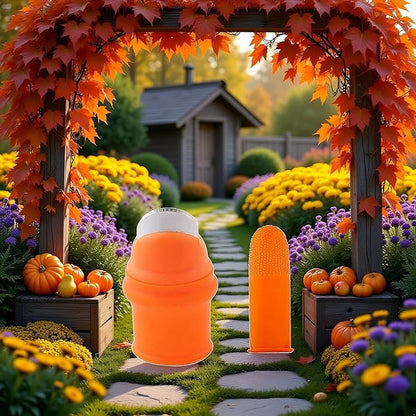 1Set Orange Gardening Silicone Thumb Knife with Finger Cots Thumb Knife Picker for Fruits (5.3x2.7cm)
