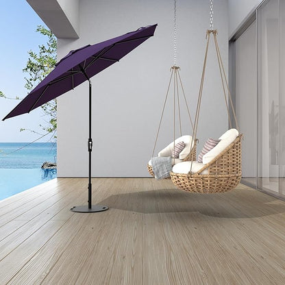 Midtown Umbrellas The Swilt 8 Feet Patio Umbrella in Sunbrella Bengali Purple Acrylic Fabric - Fiberglass Ribs, Auto-Tilt Aluminum Frame For Backyard, Deck, Garden, Pool - White Pole