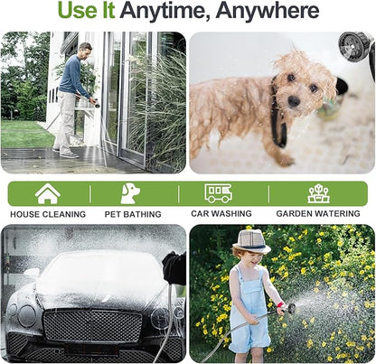 Garden Hose Metal 25 ft, Stainless Steel Water Hose with Upgrage Aluminum Nozzles, Flexible | Heavy Duty | Lightweight | No Kink | Anti-Bite Hose for Yard,RV Park, Outdoor Watering