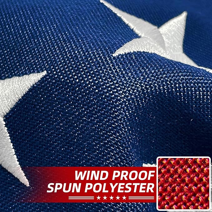 Premium American Flag 3x5 Ft 3 Pack TearProof Series for Outside, Heavy Duty Outdoor，Longest Lasting, Super Tough Fade Resistant Spun Polyester, High Wind US Outdoor Flags Embroidered Stars, Sewn Stripes, Brass Grommets