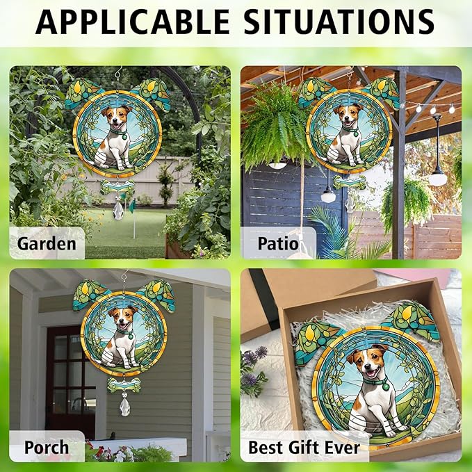 Jack Russell Terrier Dog Ears Wind Spinner, Jack Russell Terrier Wind Spinner Hanging for Yard and Garden V02