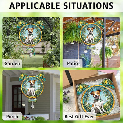 Jack Russell Terrier Dog Ears Wind Spinner, Jack Russell Terrier Wind Spinner Hanging for Yard and Garden V02