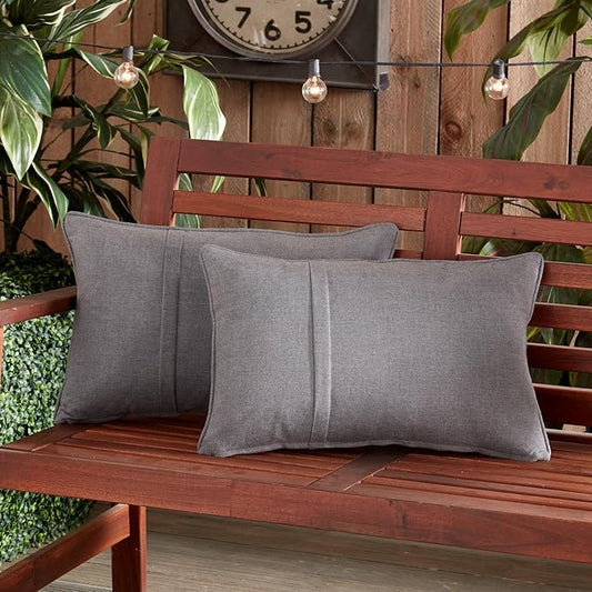Greendale Home Fashions Sunbrella 21" x 14" Rectangle Outdoor Throw Pillow with Removable Cover (Set of 2), Cast Slate 2 Count