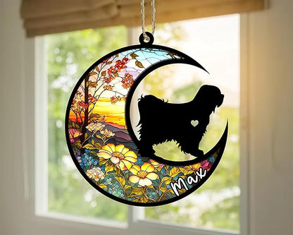 Personalized Dog Memorial, Custom Name Tibetan Terrier Dog Christmas Ornament with Name, Custom Breeds, Pet Loss Light Catcher, Gifts for Lovers Loss of Pet Sympathy on Mothers Day Christmas