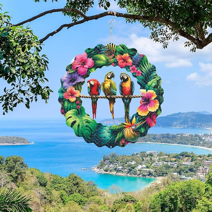 Metal Three Birds Wind Spinner Gift for Boy Girl Kids Colorful 3D Hanging Wind Spinner for Outdoor Garden Decor Animal Wind Sculptures for IndoorOutside Lawn Yard