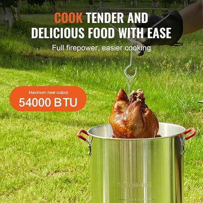 VEVOR Turkey Deep Fryer, 30-qt Turkey & 10-qt Outdoor Aluminum Seafood Boiling Kit, Fish Steamer Cooker Set, 54,000 BTU Burner Propane Gas Boiler, Gifts for Thanksgiving Day