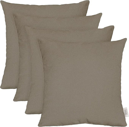 RSH DECOR: Sunbrella Square Throw Pillows Set of 4 | 20" x 20" | Water and Fade-Resistant Performance Fabric | Outdoor Pillow Covers with Down-Alternative Inserts | Made in USA (Cast Shale Brown)
