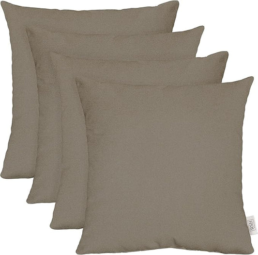RSH DECOR: Sunbrella Square Throw Pillows Set of 4 | 20" x 20" | Water and Fade-Resistant Performance Fabric | Outdoor Pillow Covers with Down-Alternative Inserts | Made in USA (Cast Shale Brown)