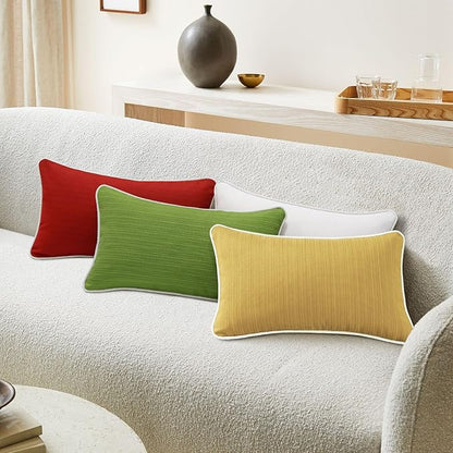 Decorative Outdoor Water Repellent Throw Pillows with Inserts, Set of 4, 20" x12" Pillows for Patio, Backyard, Bed, Couch, and Patio Furniture, Yellow Brown