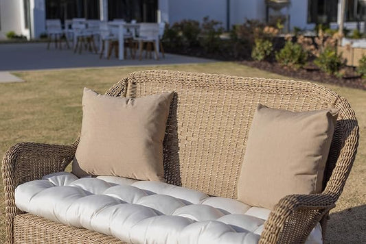 RSH DECOR: Sunbrella Square Throw Pillows Set of 2 | 17" x 17" | Water and Fade-Resistant Performance Fabric | Outdoor Pillow Covers with Down-Alternative Inserts | Canvas Antique Beige