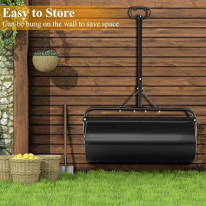 IRONMAX Lawn Roller, 30 Gallons/113 L Manual & Tow-Behind Steel Sod Roller w/Push Pull Handle, Lawn Rollers Tow Behind Water Filled for Yard, Park, Garden, Ball Field (30 Gallons, Black)