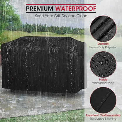 Unicook Griddle Cover Compatible with Weber 36" Rust-Resistant Griddle, Compared to Weber 3400030, Heavy Duty Waterproof 4 Burner Flat Top Grill Cover with Hood, 64 Inch Outdoor BBQ Protector, Black