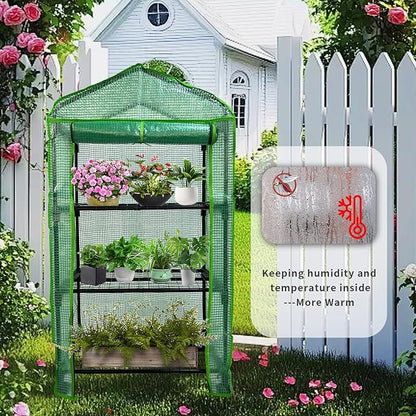 3 Tier Mini Indoor Greenhouse,27"x19"x49" GreenHouses with Clear PE Cover and Roll-Up Zipper Door,Plastic Green House for Indoors Grow Tent&Garden greenhouses for Outdoors