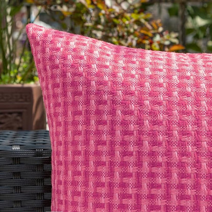 Kevin Textile Outdoor Waterproof Throw Pillow Covers Pack of 2 Farmhouse Decorative Cushion Covers for Garden Patio Tent Balcony Bench Couch Sofa 24x24 Inch, Hot Pink