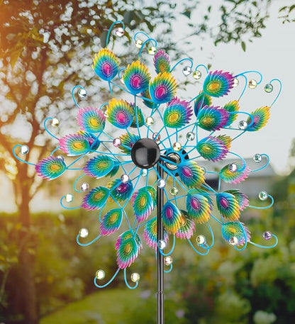 Regal Art & Gift Peacock Wind Spinner – Metal Yard Decorations Outdoor | Kinetic Garden Spinner for Lawn, Pathway, or Flower Bed | Weather-Resistant Outdoor Sculpture - 32 Inch