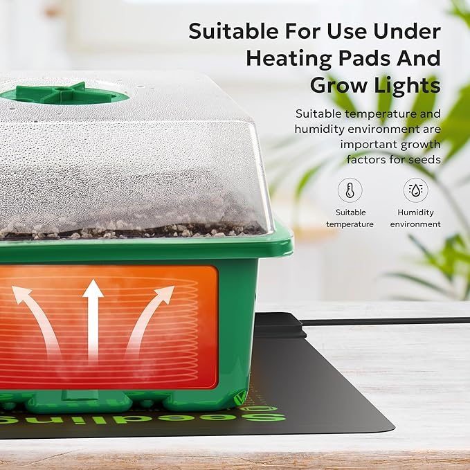 MIXC 10 Packs Seed Starter Tray Seed Starter Kit with Humidity Dome (120 Cells Total Tray) Seed Starting Trays Plant Starter Kit and Base Mini Greenhouse Germination Kit for Seeds Growing Starting