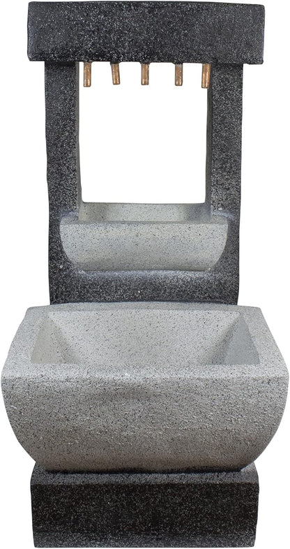 LED Lighted Rainfall Outdoor Water Fountain with Planter - 26"