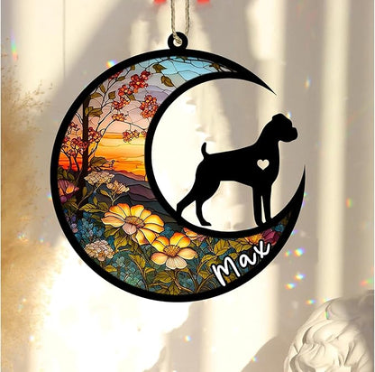 Personalized Dog Memorial, Custom Name Boxer Dog Christmas Ornament with Name, Custom Breeds, Pet Loss Light Catcher, Gifts for Lovers Loss of Pet Sympathy on Mothers Day Christmas