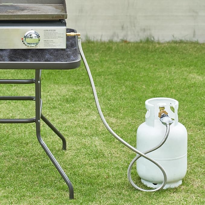 SHINESTAR Propane Adapter Hose with Regulator for Blackstone 17 & 22 Inch Griddle, 5 Feet Sturdy Braided Hose, Connect to Large Propane Tank