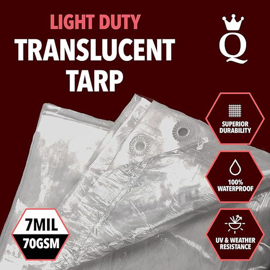 QUEEN OF TARPS | 12x16 Light Duty Tarp Waterproof, 70 GSM is 7 MIL, UV/Tear Resistant Tarp, Camping, Outdoor Furniture, Car, Tents, Painting, Firewood Protection | 12x16, Light Duty