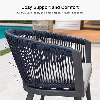PURPLE LEAF Patio Dining Set for 18 All-Weather Wicker Aluminium 20 Piece Outdoor Table and Chairs Set Included Cushions for Backyard Indoor Decor Kitchen Modern Outdoor Furniture Set Gray and Navy