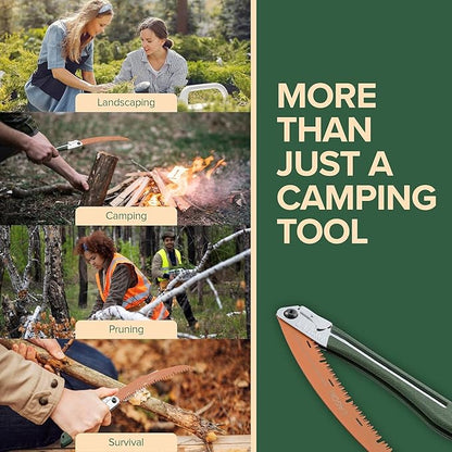 LAGOM Folding Camp Saws for Cutting Branches – 2 Pack (11.4" & 8.2") | SK5 Steel Blades, Ergonomic Handle, Secure Lock | Foldable Tool for Camping, Gardening, Survival, Kayaking, Outdoors